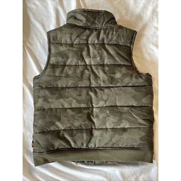 Lee Camouflage Puffer Vest Boys Size 5 Fleece Neck Pockets Camo Lined Full Zip - Picture 7 of 11